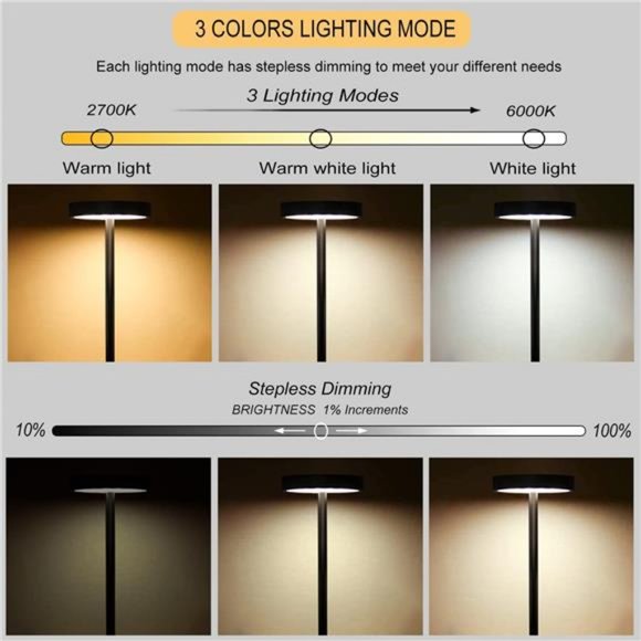 Cordless Led Table Lamp Rechargeable, Portable Dimmable Outdoor Light - Picture 3 of 6